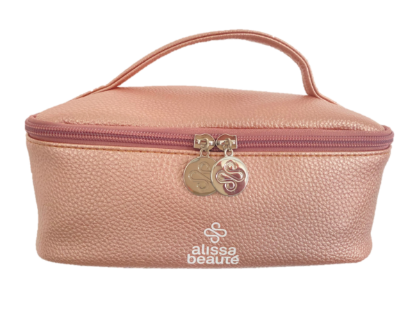 Toilettas met logo Alissa Beauté - roze